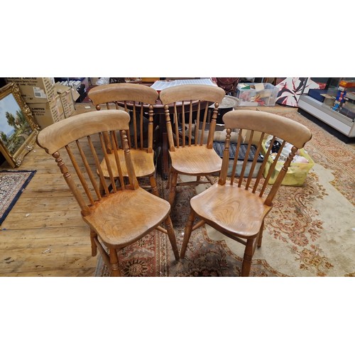 886 - 4 X VINTAGE PINE FARMHOUSE CHAIRS - COLLECTION ONLY OR ARRANGE OWN COURIER