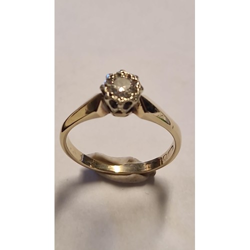 67 - BEAUTIFUL 9CT GOLD DIAMOND RING - DIAMOND APPROX 1/4CT - RING SIZE P - BOXED