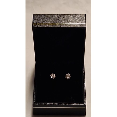 84 - LOVELY PAIR OF 9CT GOLD DIAMOND EARINGS - BOXED