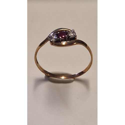 96 - BEAUTIFUL 9CT GOLD RUBY & DIAMONDS RING - RING SIZE R