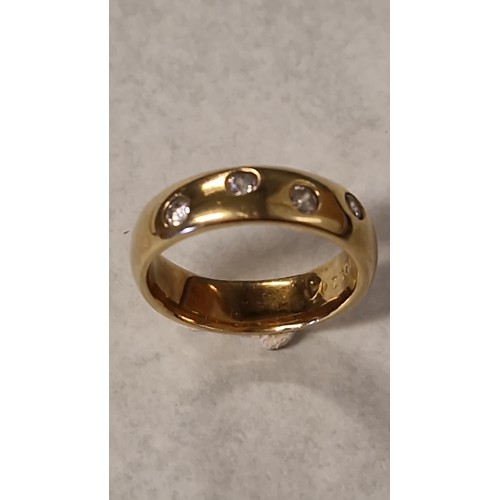 130 - PRETTY SILVER & GILT DIAMONIQUE RING - RING SIZE K 1/2