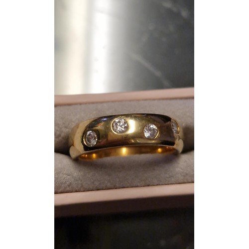 130 - PRETTY SILVER & GILT DIAMONIQUE RING - RING SIZE K 1/2