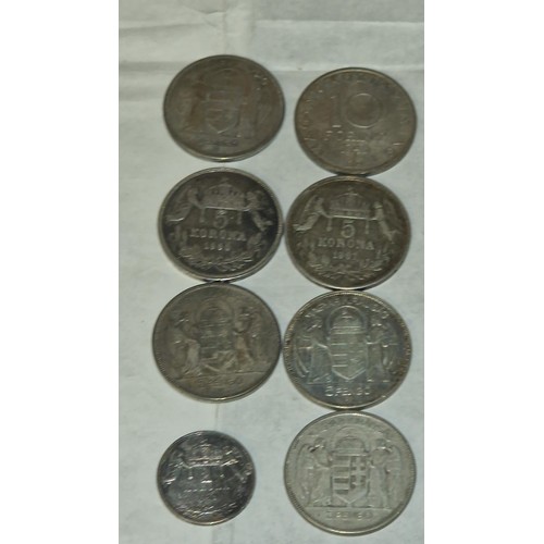 173 - 8 X VARIOUS SILVER COINS - WEIGHT = 170GRMS