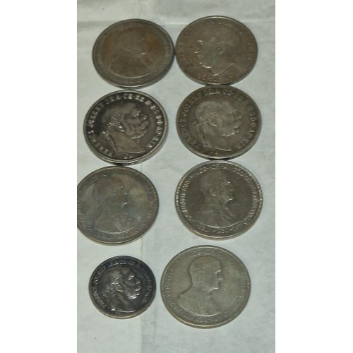 173 - 8 X VARIOUS SILVER COINS - WEIGHT = 170GRMS