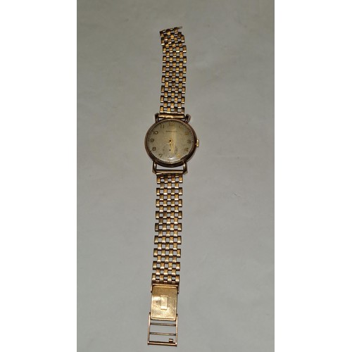 180 - LOVELY VINTAGE GARRARD GENTS 9CT GOLD WATCH WITH A 9CT GOLD BRACELET STRAP - THE STRAP IS BROKEN AND... 