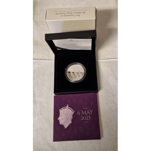 174 - BOXED ROYAL MINT 2023 UK £5 SILVER PROOF PIEDFORT COIN WITH CERTIFICATE ETC