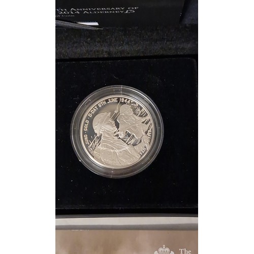 177 - BOXED ROYAL MINT THE 70TH ANNIVERSARY OF D DAY 2014 ALDERNAY £5 SILVER PROOF COIN WITH CERTIFICATE E... 