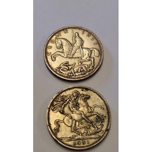 117 - 1935 CROWN & 1951 5 SHILLING COIN