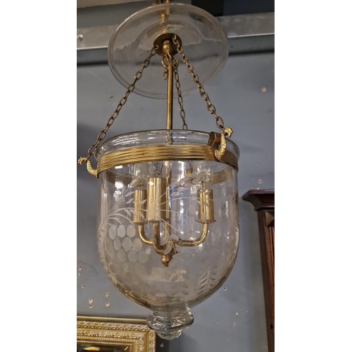 242 - LOVELY MID 20TH CNTURY BELL JAR HUNDI HALL LIGHT - ELECTRICAL ITEMS SHOULD BE CHECKED BY A QUALIFIED... 