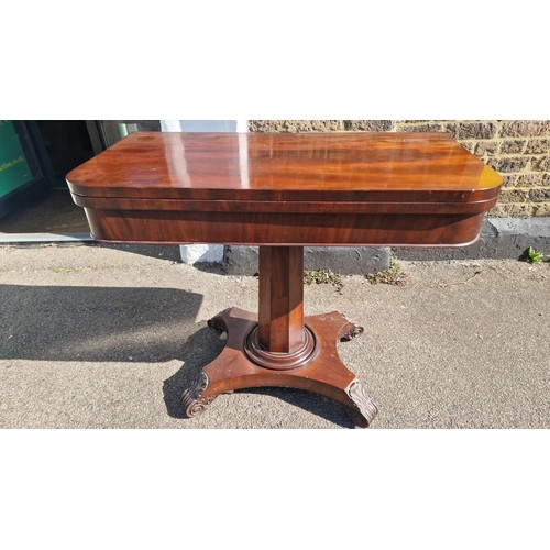 253 - EARLY MAHOGANY GAMES TABLE - CLOSED MEASURES 45CMS X 92CMS & OPEN MEASUREMENTS  92CMS X 90CMS - COLL... 