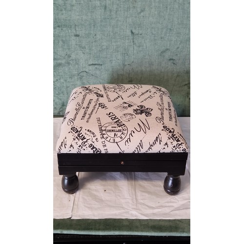257 - SMALL NEW MODERN GAUT FOOTSTOOL - 36CMS SQUARE X CLOSED 20CMS H
