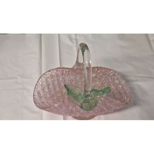 282 - BEAUTIFUL GLASS SWEET BASKET - 18CMS X 10CMS X 16CMS H