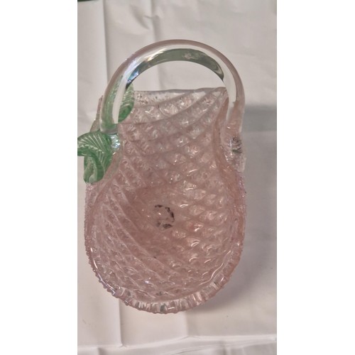 282 - BEAUTIFUL GLASS SWEET BASKET - 18CMS X 10CMS X 16CMS H