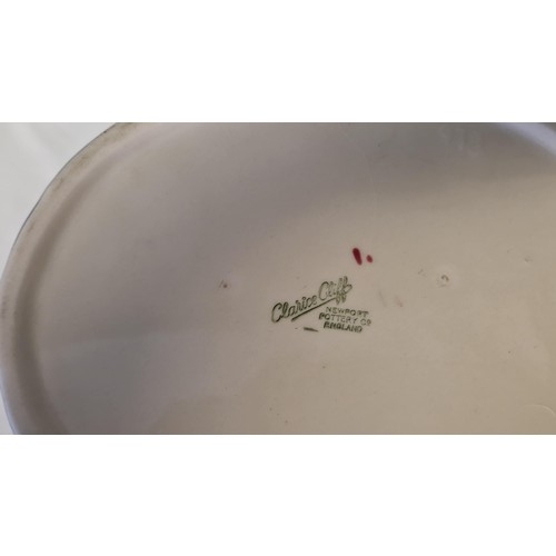 285 - CLARICE CLIFF LARGE LILLIPAD BOWL - 23CMS ACROSS THE BASE X 19CMS H