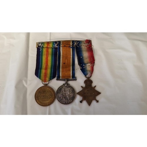 292 - SET OF 3 WW1 MEDALS INC 14-15 STAR, 14-18 GEORGE MEDAL, GREAT WAR MEDAL - NAMED 59113 DRIVER HR KEEN... 