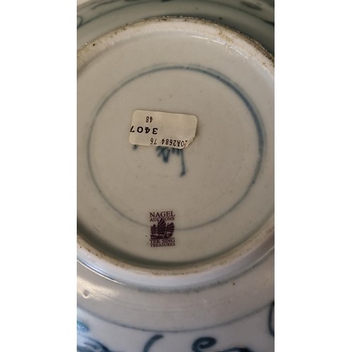 295 - BLUE & WHITE TEK SING CARGO PORCELAIN DISH WITH 