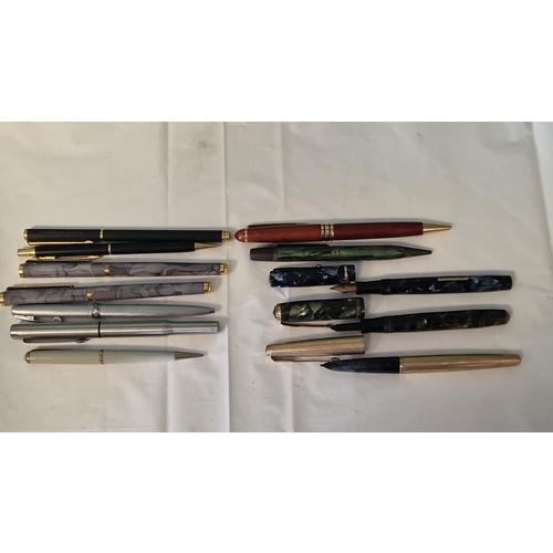 315 - QTY OF ARCHITECTS VINTAGE RULERS, TECHNICAL DRAWING SET, TAPE MEASURE, 12CT ROLLED GOLD PARKER FOUNT... 