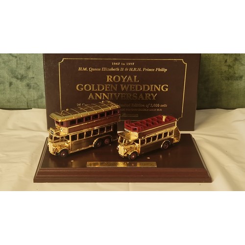 421 - BOXED WESTMINSTER EDITIONS ROYAL GOLDEN WEDDING ANNIVERSARY 24 CARAT GOLD PLATED LTD EDITION OF 3,00... 