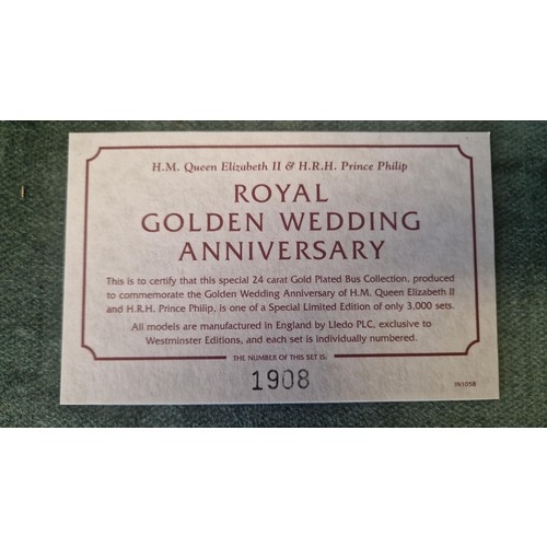 421 - BOXED WESTMINSTER EDITIONS ROYAL GOLDEN WEDDING ANNIVERSARY 24 CARAT GOLD PLATED LTD EDITION OF 3,00... 