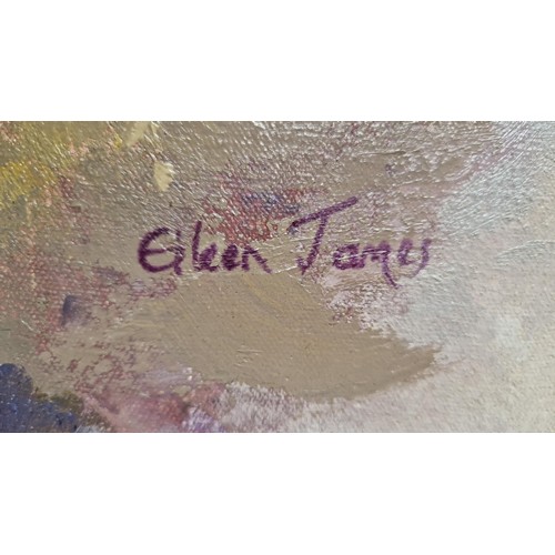 62 - LARGE FRAMED ORIGINAL OIL ON CANVAS SIGNED EILEEN JAMES - 87CMS X 62CMS - COLLECTION ONLY OR ARRANGE... 