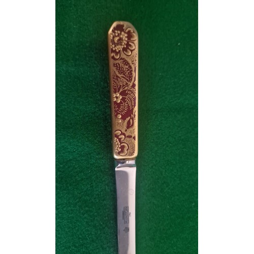 BEAUTIFULL MINTON PAPER KNIFE & METAL DESK INKWELL - STANDS 15CMS H X ...