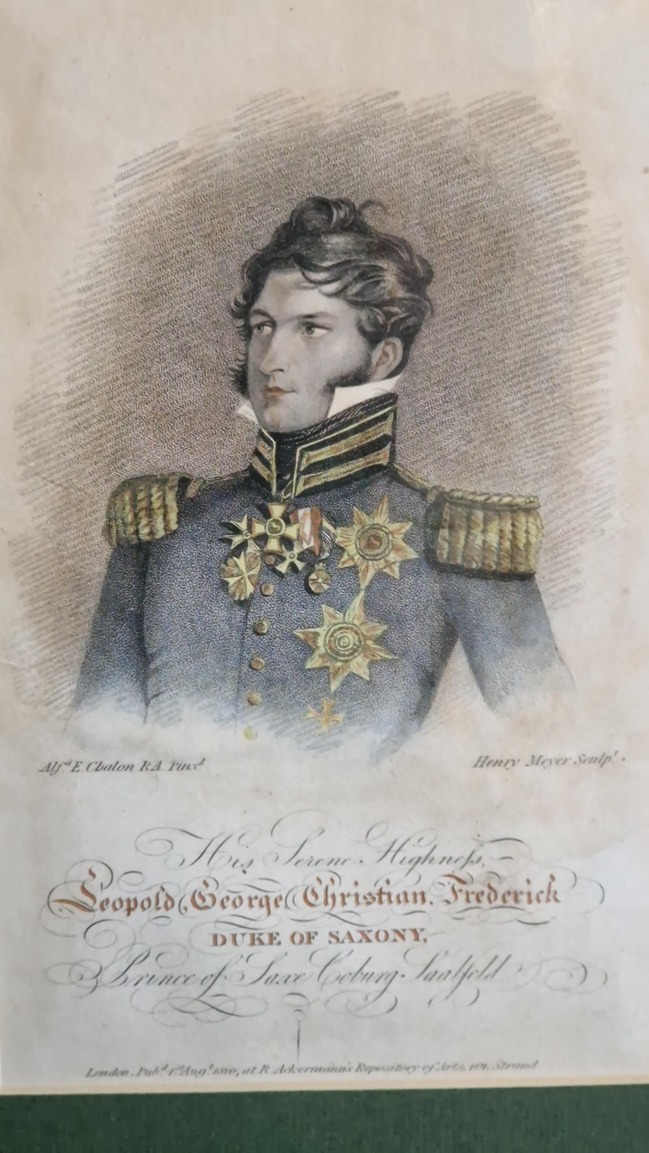 FRAMED & GLAZED EARLY LITHOGRAPH OF HIS SERENE HIGHNESS LEOPALD GEORGE ...