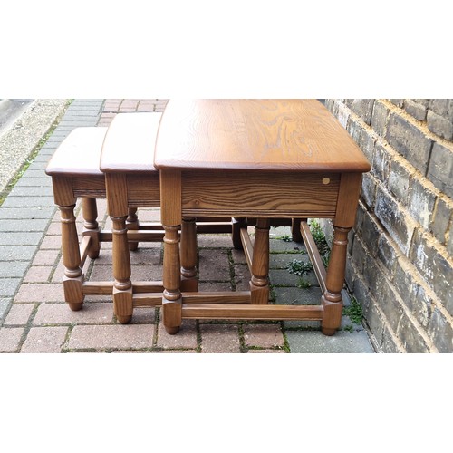 LOVELY ERCOL NEST OF 3 TABLES WITH ERCOL STICKER - GOOD CONDITION ...