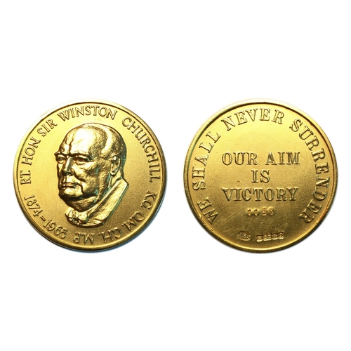 241 - Winston Churchill

Gold medallion, struck to commemorate the life of the Rt. Hon. Sir Winston Church... 