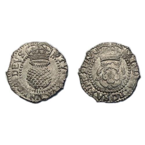 98 - James I (1603-1625)

Halfgroat, third coinage, crowned rose, rev. crowned thistle, mm. thistle, 0.98... 