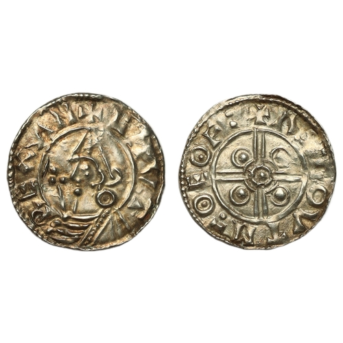 135 - Cnut (1016-1035) Penny, pointed helmet type York, moneyer Asgod, helmeted bust left holding sceptre,... 