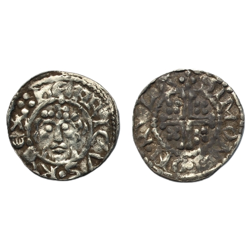 150 - John (1199-1216) Penny, short cross type class 3, Rhuddlan, moneyer Simond, crowned facing bust hold... 