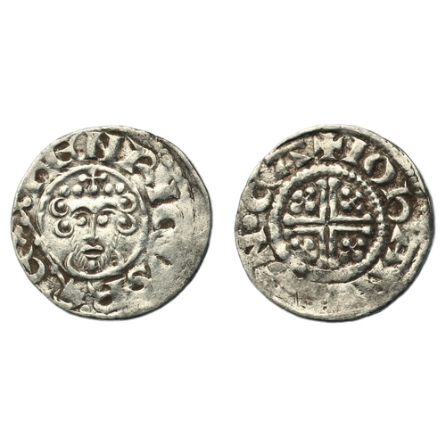 155 - John (1199-1216) Penny, short cross type class 5b2, Canterbury, moneyer Iohan M, crowned facing bust... 