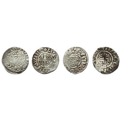 163 - John (1199-1216), (2) Pennies, short cross type Winchester, class 5b2, Lukas, +LVRAS.ON.WINC, 1.52g,... 