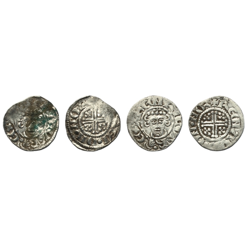 164 - John (1199-1216), (2) Pennies, short cross type Norwich, class 5b2, Giffrei, [+...]REI.ON.NOR, 1.44g... 