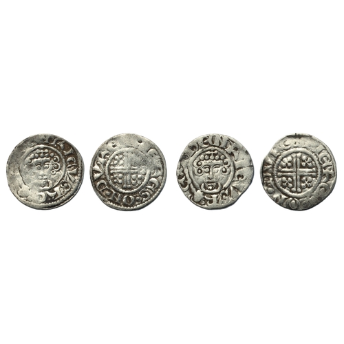 165 - John (1199-1216), (2) Pennies, short cross type Durham, class 5b1, Pieres, +PIERES.ON.DVRE, 1.40g, (... 