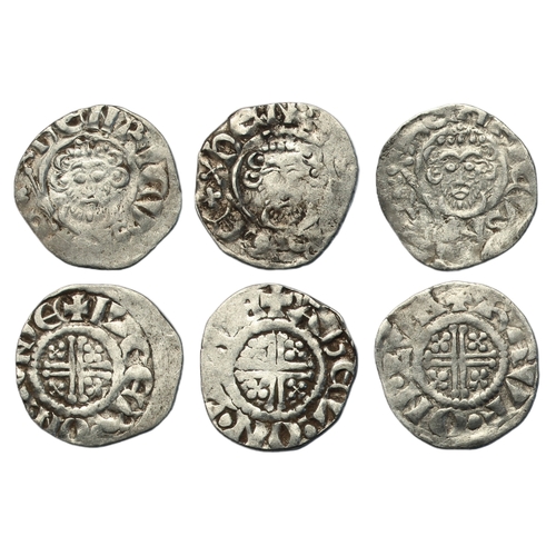 174 - John (1199-1216), (3) Pennies, short cross type London, class 6b1, Ilger, +ILGER.ON.LVNDE, 1.46g, (S... 