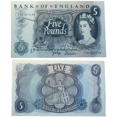 361 - Bank of England (4) Five Pounds J.Q. Hollom (2), 21st February 1963, prefixes B15 and B90, (Dugg. B2... 