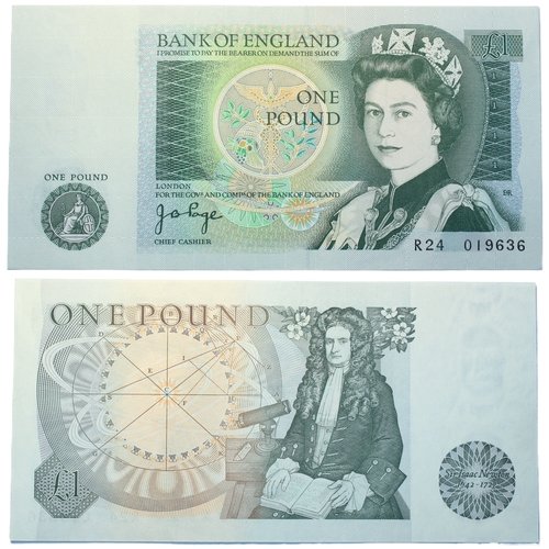 364 - Bank of England (6) Five Pounds and One Pounds J.B. Page, Five Pounds (2) and One Pound, prefixes 87... 