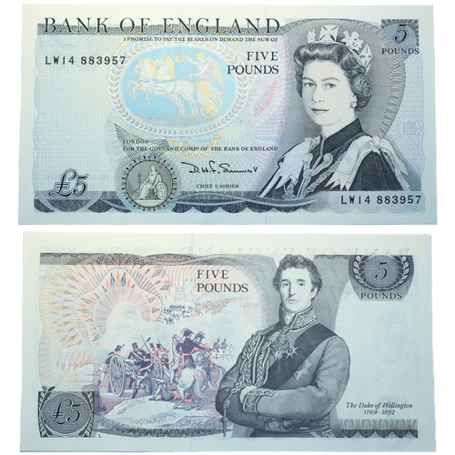 364 - Bank of England (6) Five Pounds and One Pounds J.B. Page, Five Pounds (2) and One Pound, prefixes 87... 