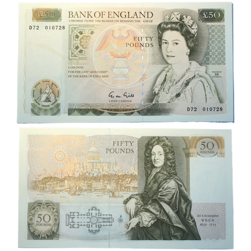368 - Bank of England (2) Fifty Pounds D.H.F. Somerset and G.M. Gill, prefixes A04, and D72, (Dugg. B352 a... 