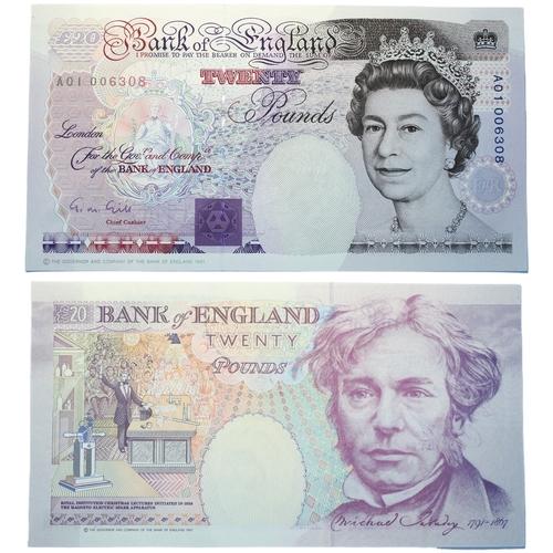 371 - Bank of England (4) Twenty Pounds G.M. Gill, G.E.A. Kentfield (2) and Merlyn Lowther, prefixes A01 f... 