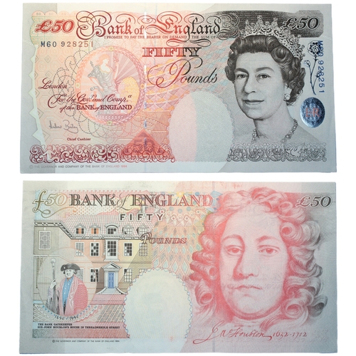 372 - Bank of England (3) Fifty Pounds G.E.A Kentfield, Merlyn Lowther and Andrew Bailey, prefixes H34, K2... 
