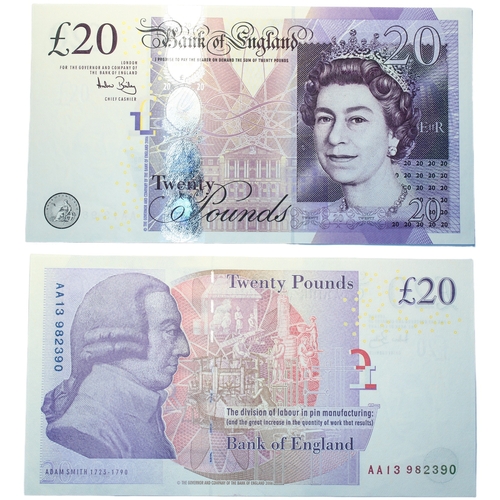 374 - Bank of England (5) Twenty pounds Merlyn Lowther, Andrew Bailey (2) (Elgar and Smith), Chris Salmon ... 