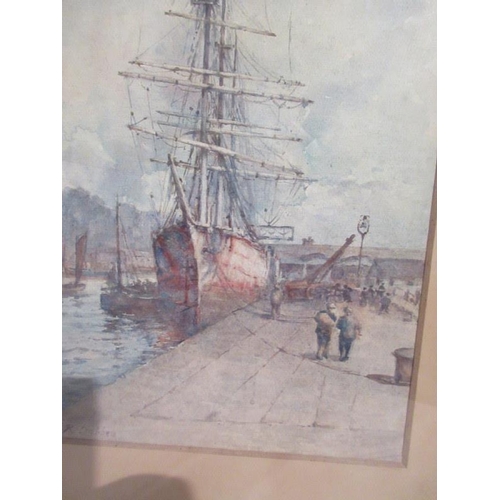 111 - Lady Katherine Dobbin (1868-1955)
Ship unloading on the Cork Quay's,
Watercolour,
Signed,
14