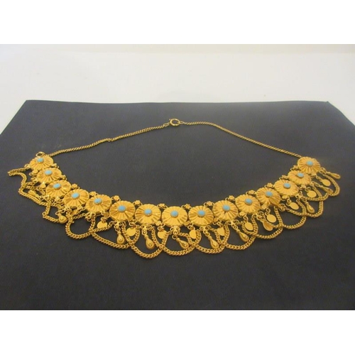 156 - A 21 carat gold and enamel necklace. (Sultan of Oman) 55 grams.