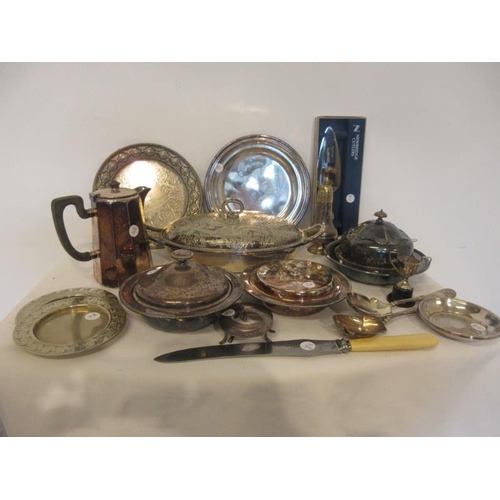 167 - Mixed lot of plated ware - oval and circular dishes with lids, etc.