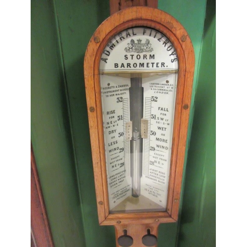 213 - A 19th century Admiral Fitzroy oak cased  mercury storm barometer with outer case. Overall height wi... 