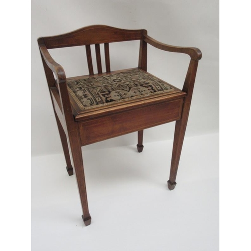 25 - Edwardian inlaid piano stool.