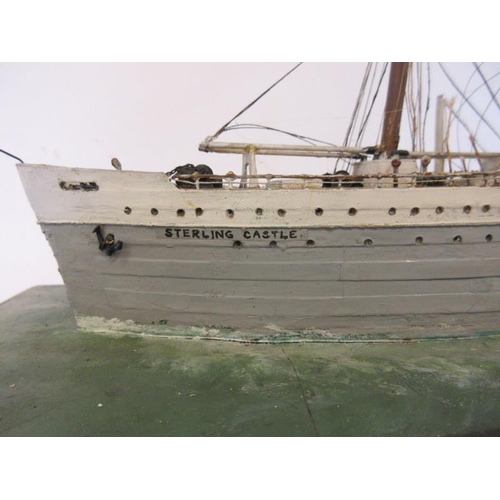 85 - MV Stirling Castle, Fine old ships model cased, bulit at Harland & Wolff, Belfast and launched in 19... 