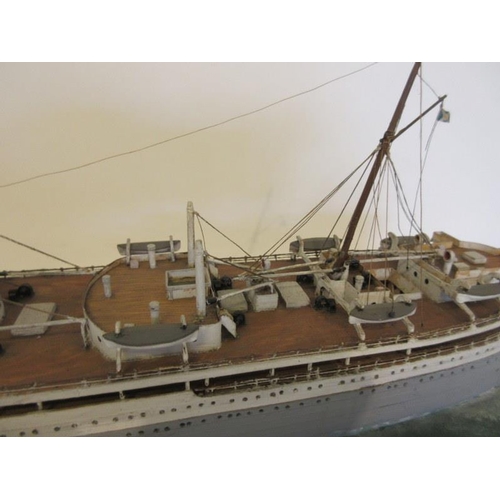 85 - MV Stirling Castle, Fine old ships model cased, bulit at Harland & Wolff, Belfast and launched in 19... 